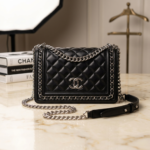 Women’s High-Quality PU Leather Flap Bag – Silver Chain Trim – Imported Boutique Edition