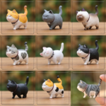 Mini Cat Figurines – 9 PCS Set (Turnable Head)