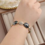 Monochrome Enamel & Gold-Tone Link Bracelet