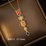 Elegant Multicolor Crystal Drop Pendant Necklace.