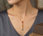 Elegant Multicolor Crystal Drop Pendant Necklace. - Image 2
