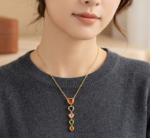 Rainbow Heart Charm Gold Necklace - Image 2
