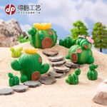Cute Mini Cactus House Figurine Set (8-Piece)