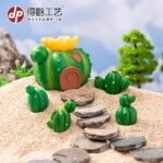 Cute Mini Cactus House Figurine Set (8-Piece) - Image 2
