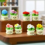 Miniature Cute Face Flower Pot Figurine Set (9-Piece)