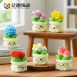 Miniature Cute Face Flower Pot Figurine Set (9-Piece) - Image 4